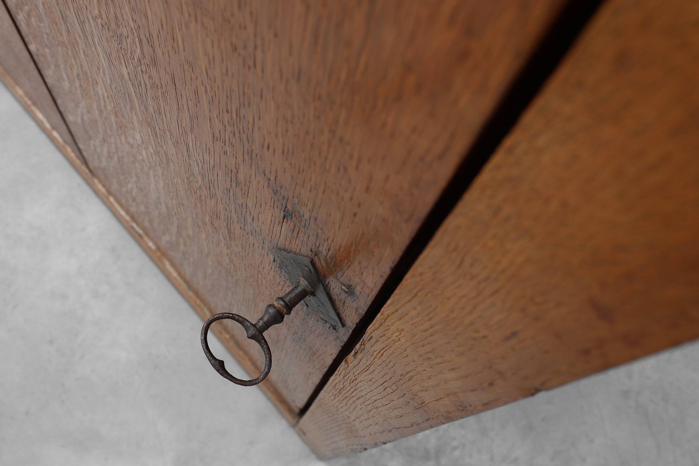 Rustic Tall French Monastery cabinet in oak from the late 19th centurythumbnail